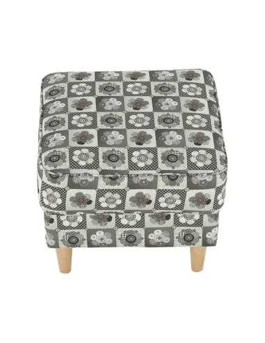 Fotoliu ASTRID cu taburet, living/dormitor, 86x105x82 cm, material textil patchwork, picioare lemn fag | MobilaOK