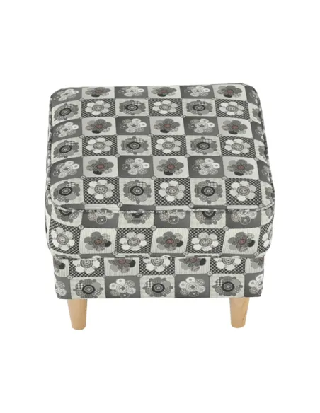 Fotoliu ASTRID cu taburet, living/dormitor, 86x105x82 cm, material textil patchwork, picioare lemn fag | MobilaOK