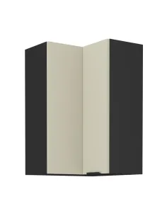 Dulap de colţ superior, caşmir/negru, ARAKA 60x60 GN-90 2F | MobilaOK