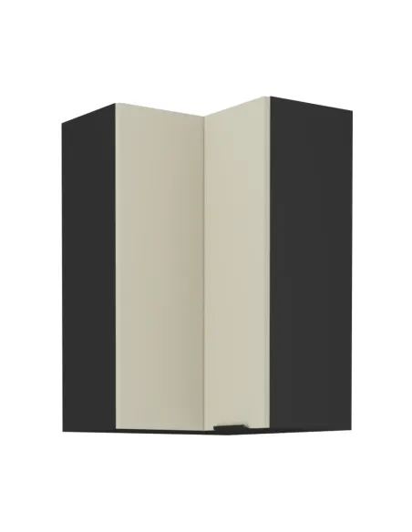 Dulap de colţ superior, caşmir/negru, ARAKA 60x60 GN-90 2F | MobilaOK