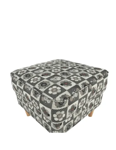 Fotoliu ASTRID cu taburet, living/dormitor, 86x105x82 cm, material textil patchwork, picioare lemn fag | MobilaOK