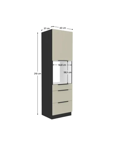 Dulap înalt pentru cuptor încorporabil, caşmir/negru, ARAKA 60 DPS-210 3S1F | MobilaOK