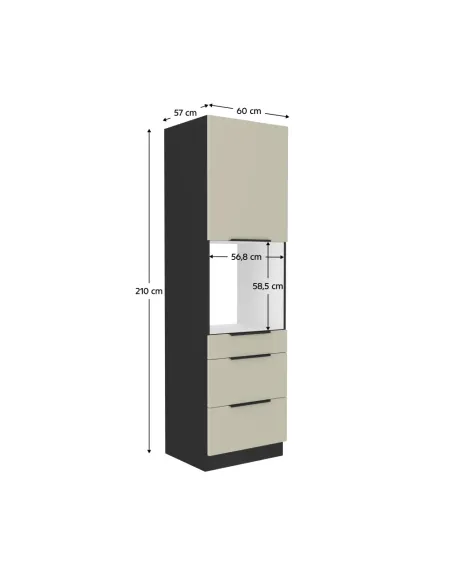 Dulap înalt pentru cuptor încorporabil, caşmir/negru, ARAKA 60 DPS-210 3S1F | MobilaOK