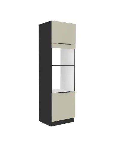 Dulap înalt pentru cuptor şi cuptor cu microunde, caşmir/negru, ARAKA 60 DPM-210 2F | MobilaOK