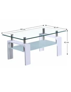 Măsuță de cafea LIBOR 2 NEW living 100x42x60 cm PAL, sticlă securizată | MobilaOK 2