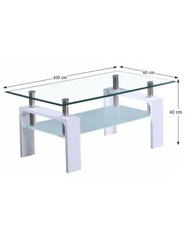 Măsuță de cafea LIBOR 2 NEW living 100x42x60 cm PAL, sticlă securizată | MobilaOK