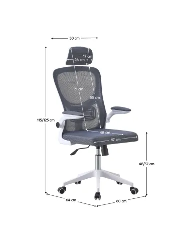Scaun de birou MAGUS, birou, 60x64x115-125 cm, plasă și plastic | MobilaOK