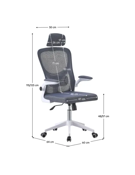 Scaun de birou MAGUS, birou, 60x64x115-125 cm, plasă și plastic | MobilaOK