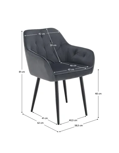Fotoliu VERIO, living/dormitor/birou, 58.5x62x81 cm, Velvet gri | MobilaOK