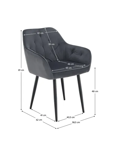 Fotoliu VERIO, living/dormitor/birou, 58.5x62x81 cm, Velvet gri | MobilaOK