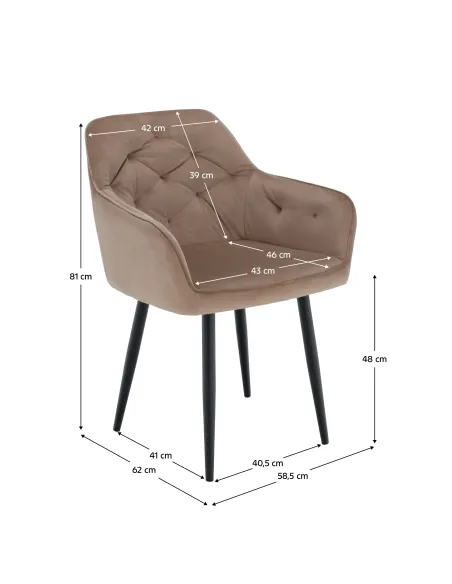 Fotoliu VERIO, living/dormitor/birou, 58.5x62x81 cm, Ţesătură Bluvel 28metal | MobilaOK
