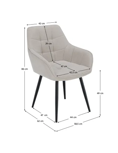 Scaun MARKEN, living/birou, 58.5x62x86 cm, textil și metal | MobilaOK