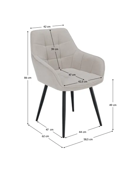 Scaun MARKEN, living/birou, 58.5x62x86 cm, textil și metal | MobilaOK