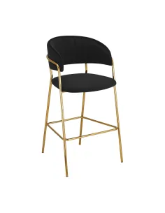 Scaun de bar DASMIN, catifea/crom auriu, 55x58x107 cm | MobilaOK