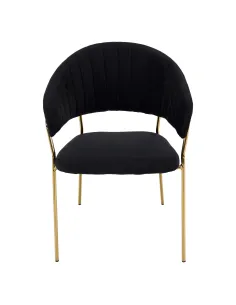 Scaun DASMIN, living, 58x53x81.5 cm, Velvet negru/crom auriu, cadru metalic | MobilaOK 2