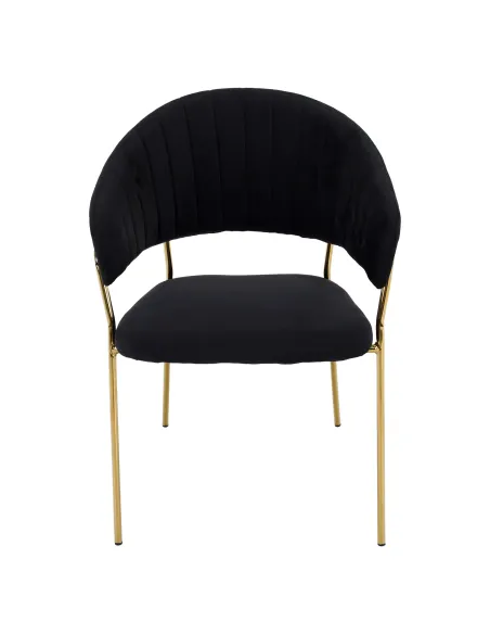 Scaun DASMIN, living, 58x53x81.5 cm, Velvet negru/crom auriu, cadru metalic | MobilaOK