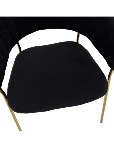 Scaun DASMIN, living, 58x53x81.5 cm, Velvet negru/crom auriu, cadru metalic | MobilaOK