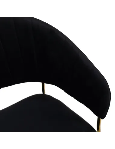Scaun DASMIN, living, 58x53x81.5 cm, Velvet negru/crom auriu, cadru metalic | MobilaOK