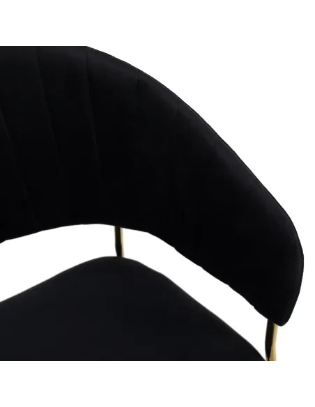 Scaun DASMIN, living, 58x53x81.5 cm, Velvet negru/crom auriu, cadru metalic | MobilaOK