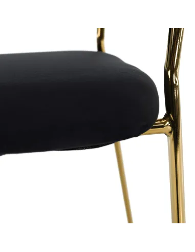 Scaun DASMIN, living, 58x53x81.5 cm, Velvet negru/crom auriu, cadru metalic | MobilaOK