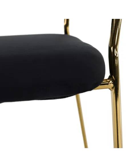 Scaun DASMIN, living, 58x53x81.5 cm, Velvet negru/crom auriu, cadru metalic | MobilaOK