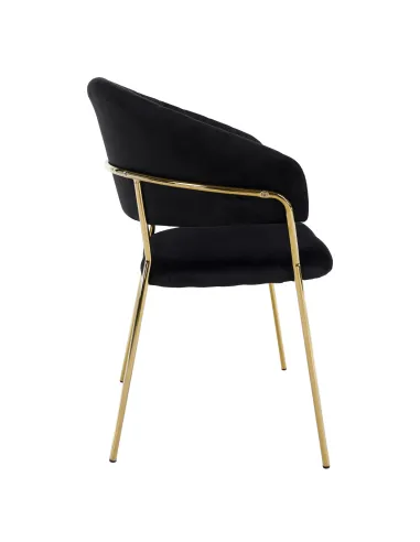 Scaun DASMIN, living, 58x53x81.5 cm, Velvet negru/crom auriu, cadru metalic | MobilaOK