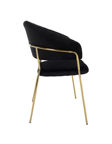 Scaun DASMIN, living, 58x53x81.5 cm, Velvet negru/crom auriu, cadru metalic | MobilaOK
