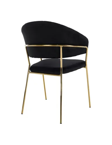 Scaun DASMIN, living, 58x53x81.5 cm, Velvet negru/crom auriu, cadru metalic | MobilaOK