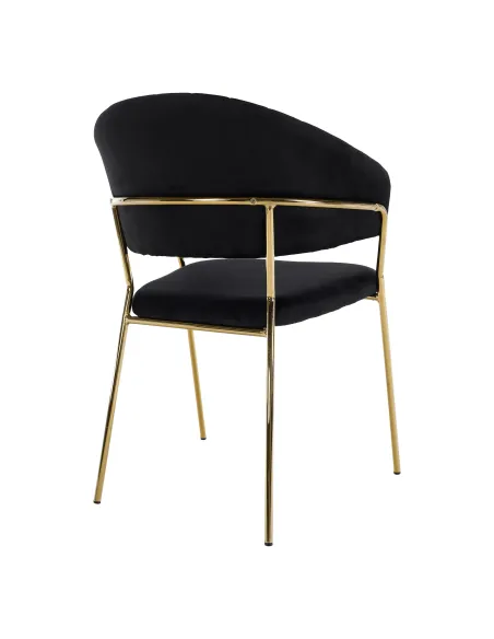 Scaun DASMIN, living, 58x53x81.5 cm, Velvet negru/crom auriu, cadru metalic | MobilaOK