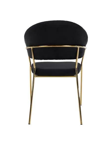 Scaun DASMIN, living, 58x53x81.5 cm, Velvet negru/crom auriu, cadru metalic | MobilaOK