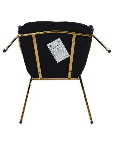 Scaun DASMIN, living, 58x53x81.5 cm, Velvet negru/crom auriu, cadru metalic | MobilaOK