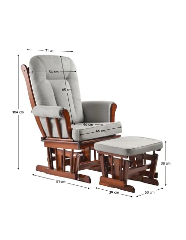 Scaun Balansoar SAFORD, living, 71x81x104 cm, Lemn masiv de cauciuc | MobilaOK