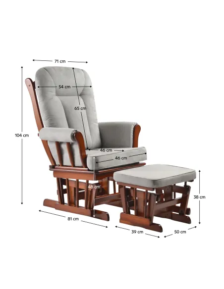 Scaun Balansoar SAFORD, living, 71x81x104 cm, Lemn masiv de cauciuc | MobilaOK