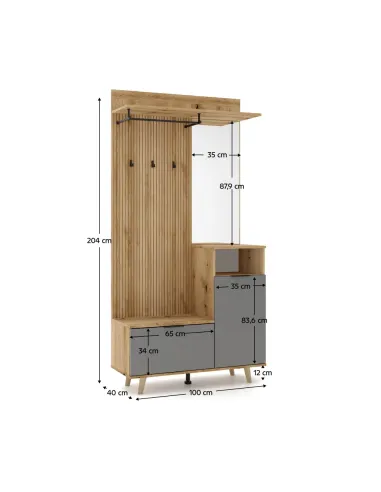 Set hol, NODRI, hol, 100x40x204 cm, PAL melaminat | MobilaOK