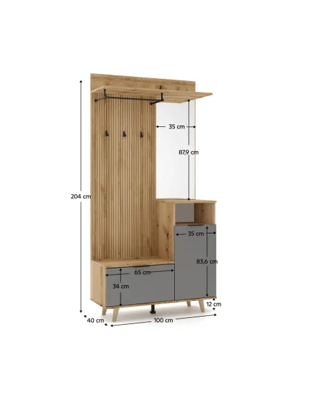 Set hol, NODRI, hol, 100x40x204 cm, PAL melaminat | MobilaOK