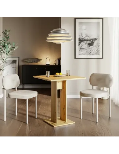 Masă EVERET sufragerie, 67,5x67,5 cm, PAL laminat stejar wotan | MobilaOK