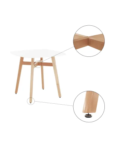 Masă dining DEJAN 3 NEW bucătărie 80x80 cm PAL și lemn masiv | MobilaOK
