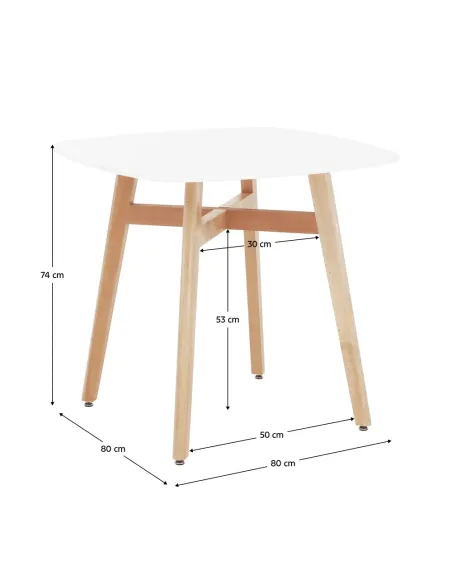 Masă dining DEJAN 3 NEW bucătărie 80x80 cm PAL și lemn masiv | MobilaOK
