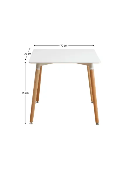 Masă dining DIDIER 4 NEW dining, 70x70x74 cm, PAL/MDF alb fag | MobilaOK