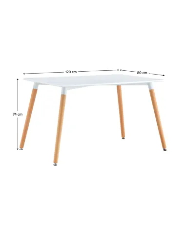 Masă dining DIDIER 5 NEW, sufragerie, 120x80 cm, PAL/MDF, alb/fag | MobilaOK