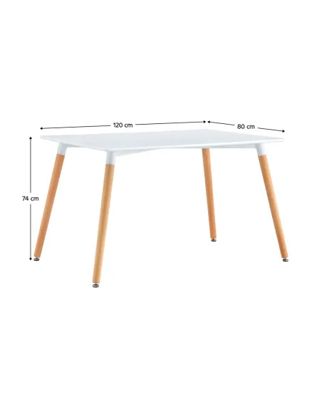 Masă dining DIDIER 5 NEW, sufragerie, 120x80 cm, PAL/MDF, alb/fag | MobilaOK