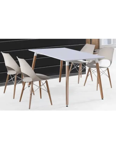 Masă dining DIDIER 5 NEW, sufragerie, 120x80 cm, PAL/MDF, alb/fag | MobilaOK