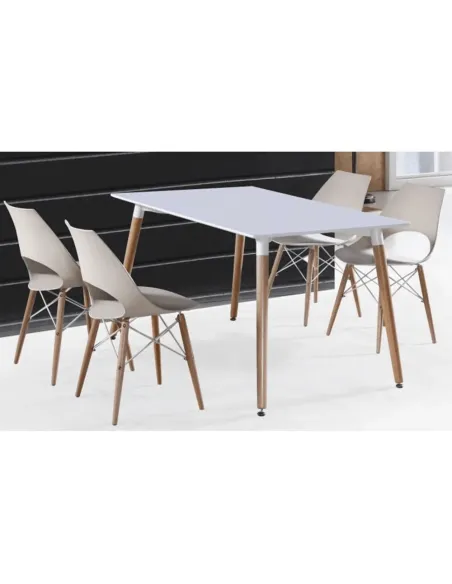 Masă dining DIDIER 5 NEW, sufragerie, 120x80 cm, PAL/MDF, alb/fag | MobilaOK