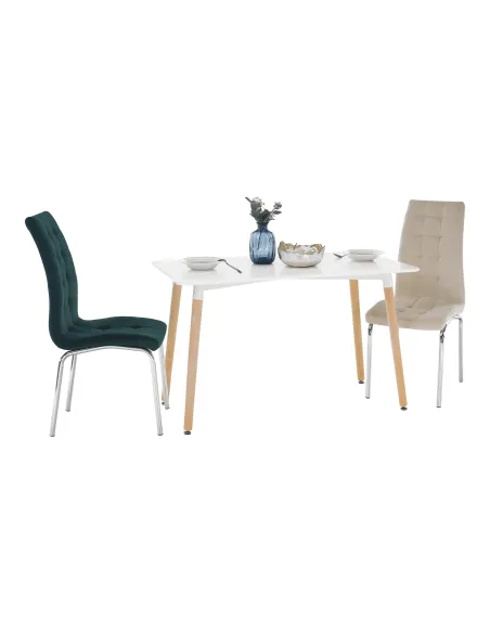Masă dining DIDIER 5 NEW, sufragerie, 120x80 cm, PAL/MDF, alb/fag | MobilaOK