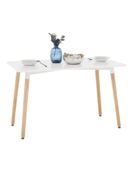 Masă dining DIDIER 5 NEW, sufragerie, 120x80 cm, PAL/MDF, alb/fag | MobilaOK