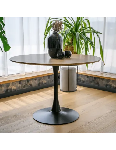 Masă de sufragerie REVENTON NEW, Ø110 cm, PAL și metal | MobilaOK