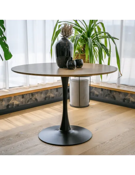 Masă de sufragerie REVENTON NEW, Ø110 cm, PAL și metal | MobilaOK