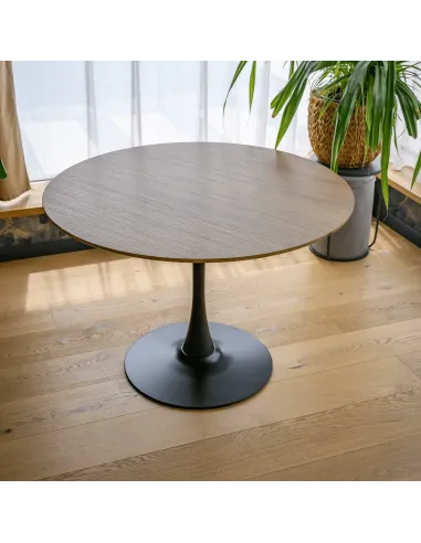 Masă de sufragerie REVENTON NEW, Ø110 cm, PAL și metal | MobilaOK