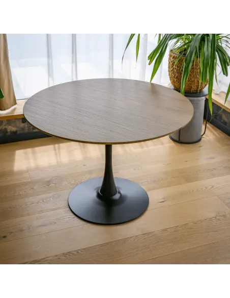 Masă de sufragerie REVENTON NEW, Ø110 cm, PAL și metal | MobilaOK