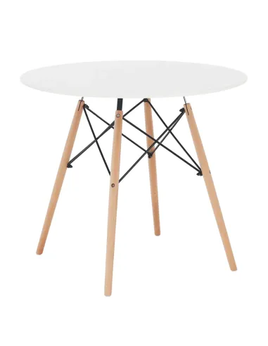 Masă dining GAMIN 2 NEW 80, bucătărie/sufragerie, diametru 80 cm, MDF/lemn, picioare metal | MobilaOK